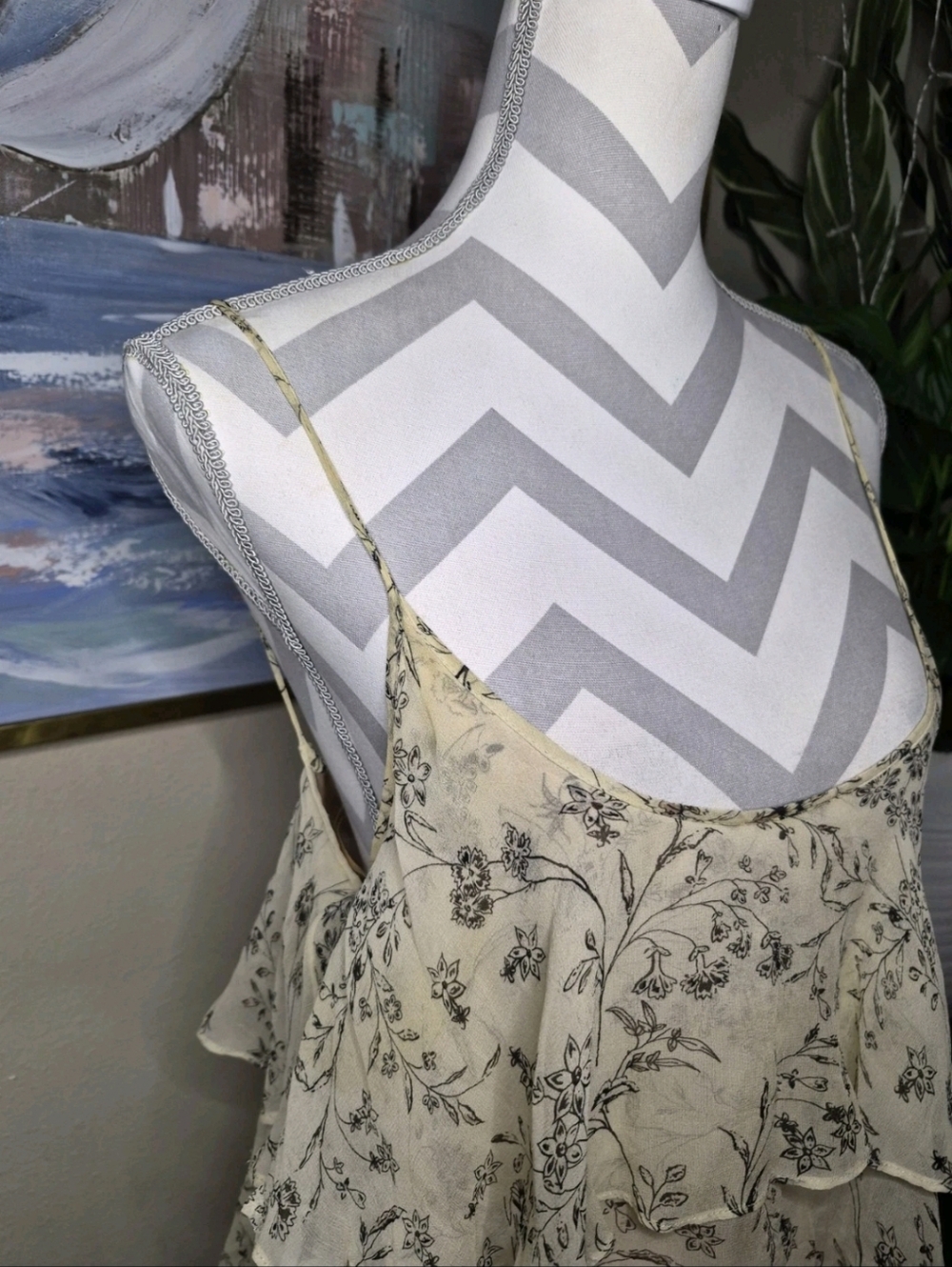 Paper Crown Cream Floral Ruffled Tiered Maxi Dress - Picture 3 of 8